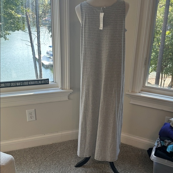 NWT Eileen Fisher Striped Organic Cotton Jersey Tank Sleep Dress, Small - Picture 5 of 8